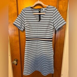 Draper James Blue and Black Striped Midi Dress